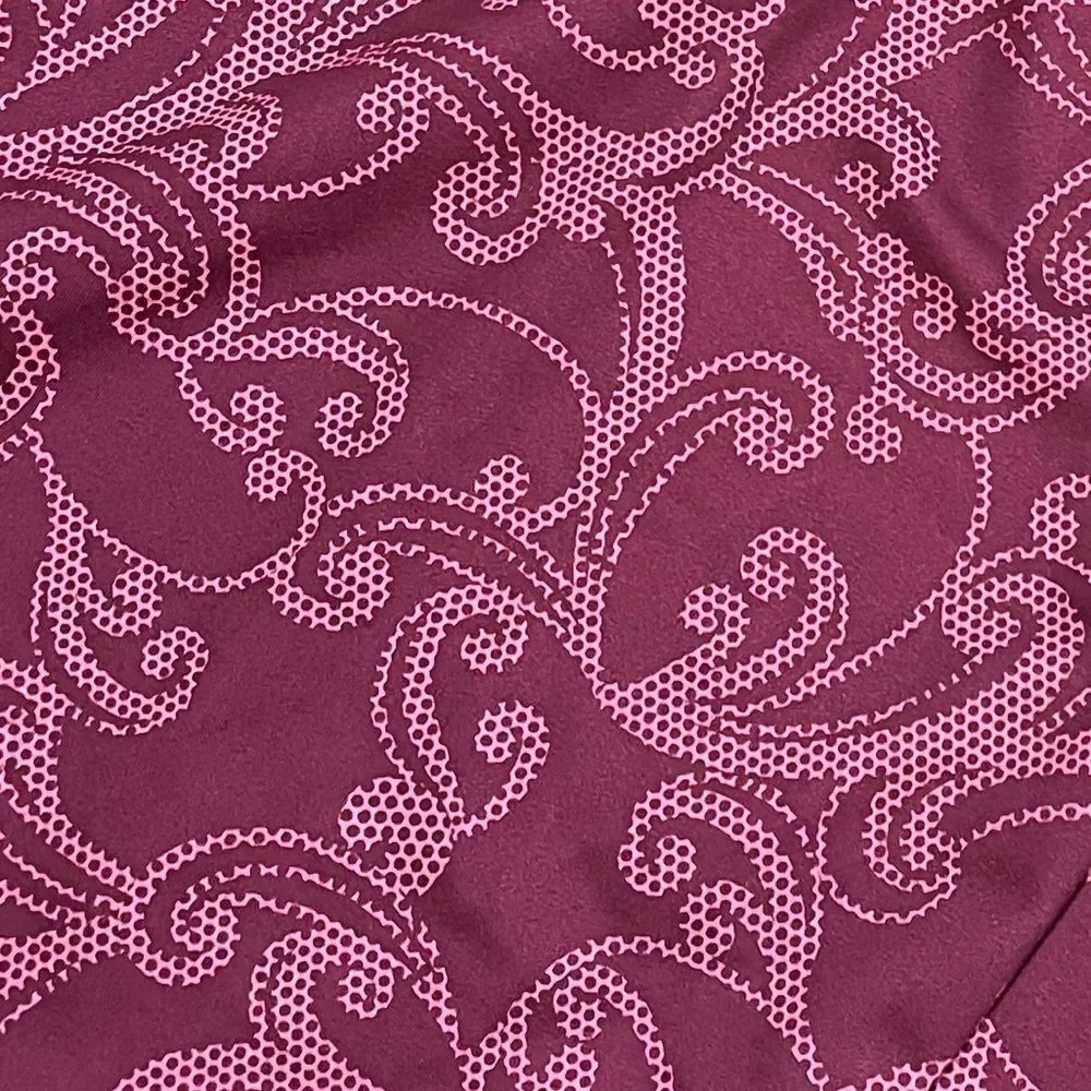 Lands' End Athletic Shirt Paisley Long Sleeve 1/4 Zip Pullover Stretch Pink L